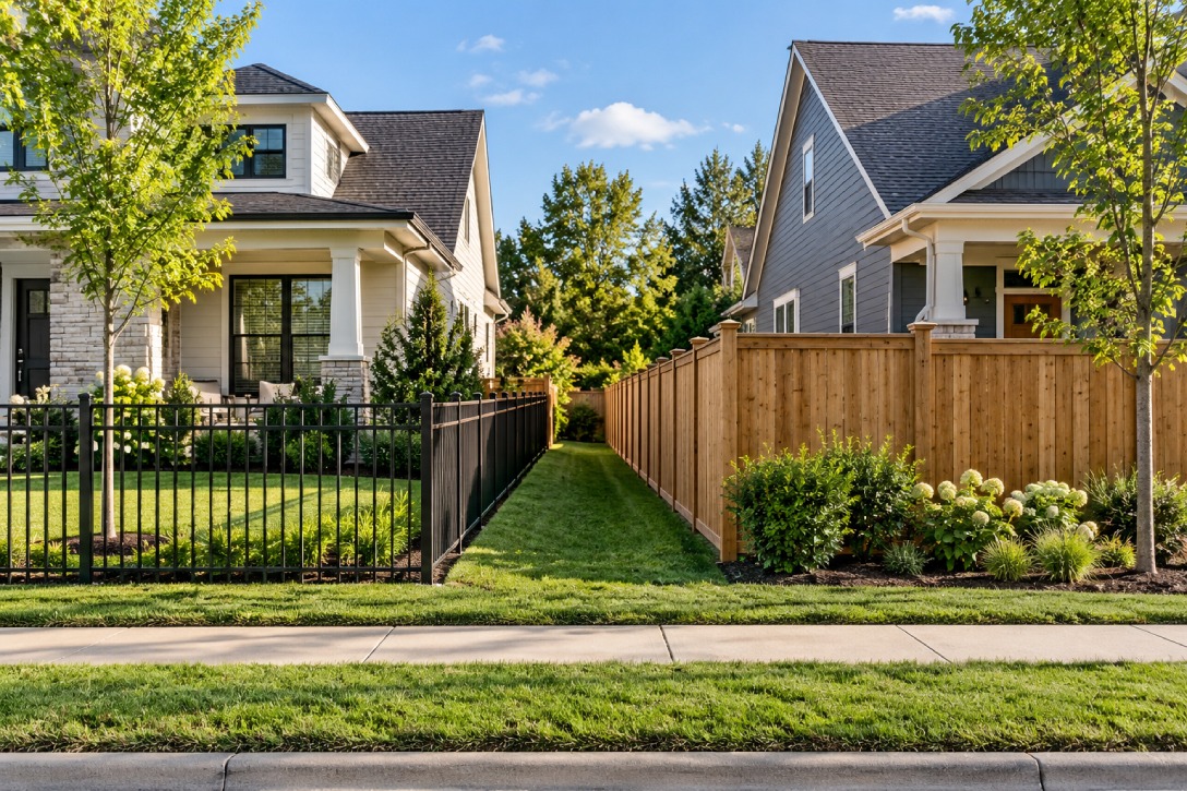 Two houses with individual fences for separation